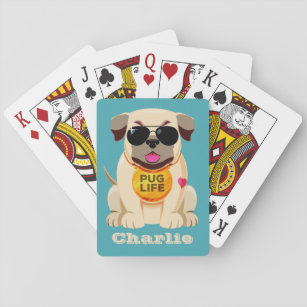 Mops Life individuelle Name und Farbspielkarten Spielkarten