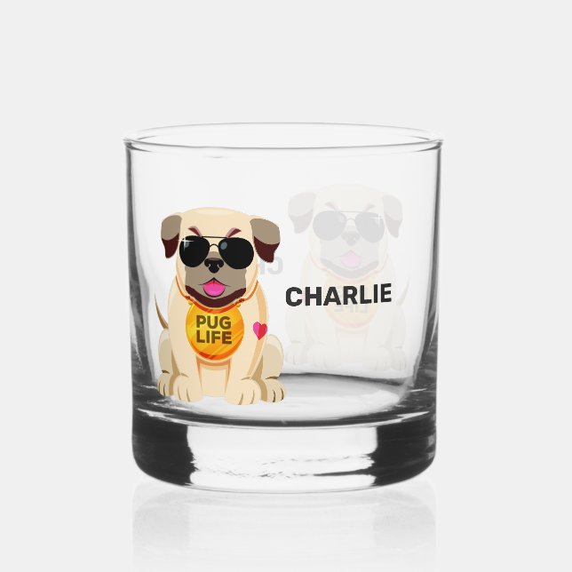 Mops Life individuelle Name Whiskyglas (Vorderseite)