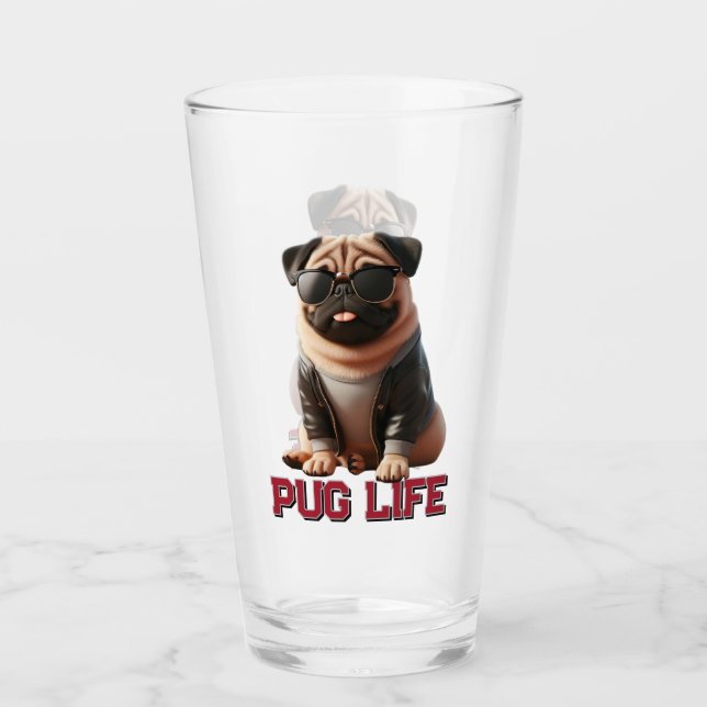 Mops Life Niedlich Mops Hund Glas (Vorderseite)