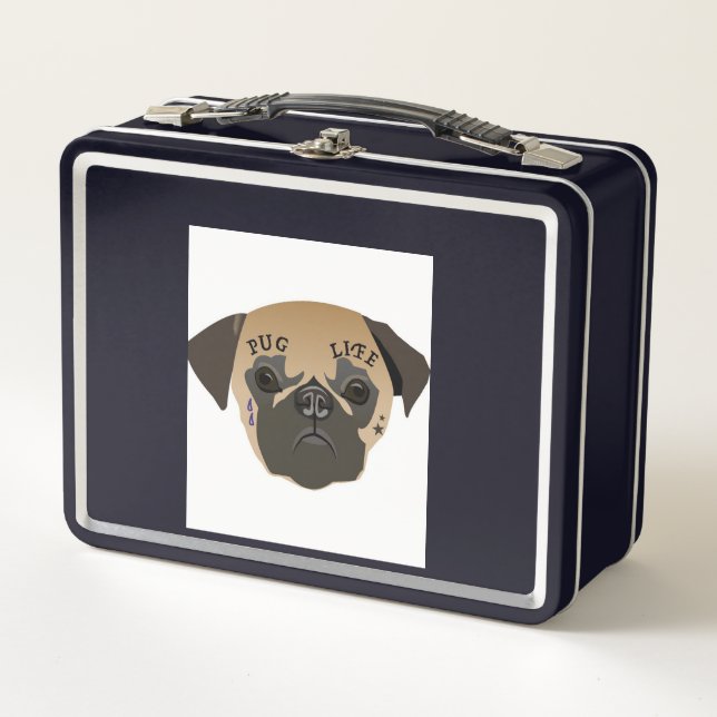 Mops Life Niedlich Mops Lover Geschenk Metall Brotdose (Vorderseite)