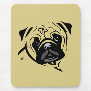 Mops Line Portrait Mousepad