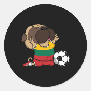 Mops Litauen Fußballfans Trikot Litauisch Fußball Runder Aufkleber