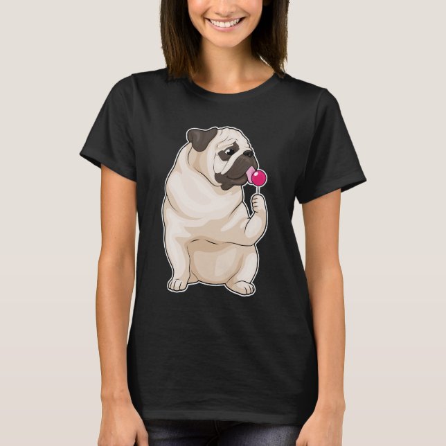 Mops Lollipop T-Shirt (Vorderseite)