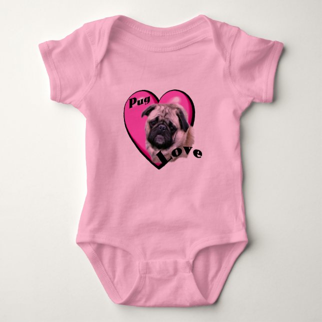 Mops Lovers Baby Strampler (Vorderseite)