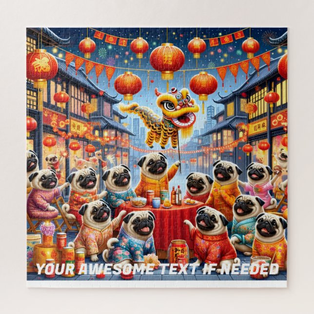 Mops Lunar New Year Party Puzzle (Vertikal)
