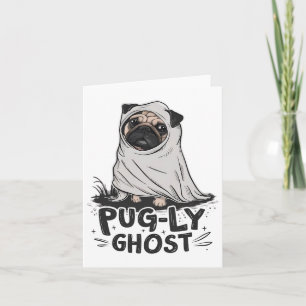Mops-ly Ghost Funny Dog Puns Halloween Mops Eigent Karte