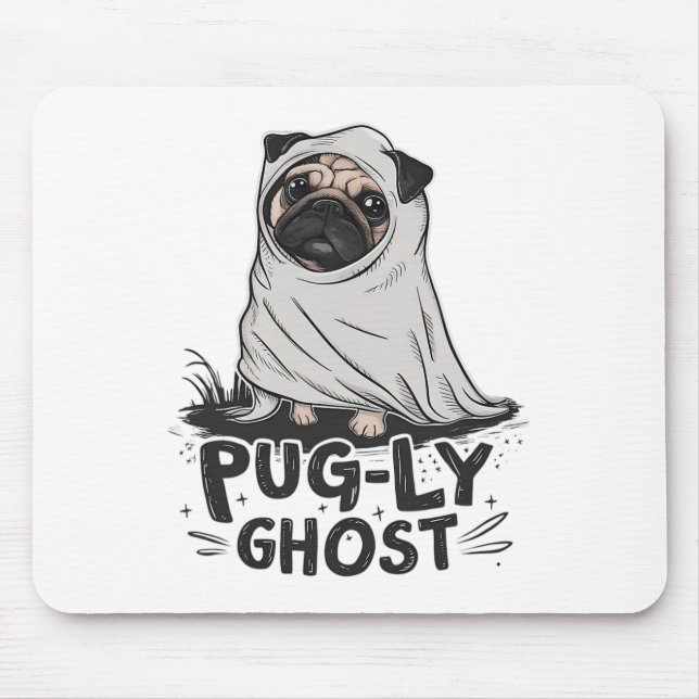 Mops-ly Ghost Funny Dog Puns Halloween Mops Eigent Mousepad (Vorne)