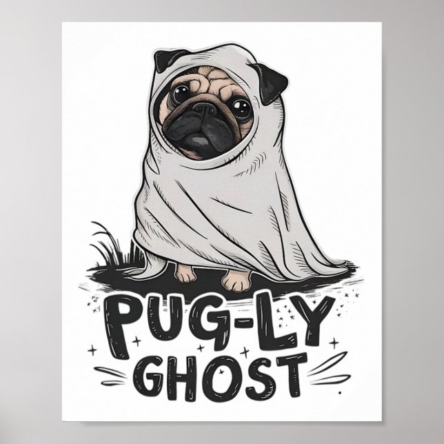 Mops-ly Ghost Funny Dog Puns Halloween Mops Eigent Poster (Vorne)