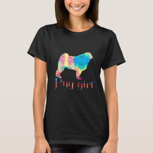 Mops-Mädchen Neue Florale Mops-Freunde-Malerei T-Shirt
