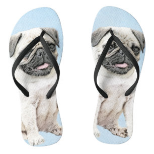 Mops-Malerei - Niedliche Hundekunst Flip Flops