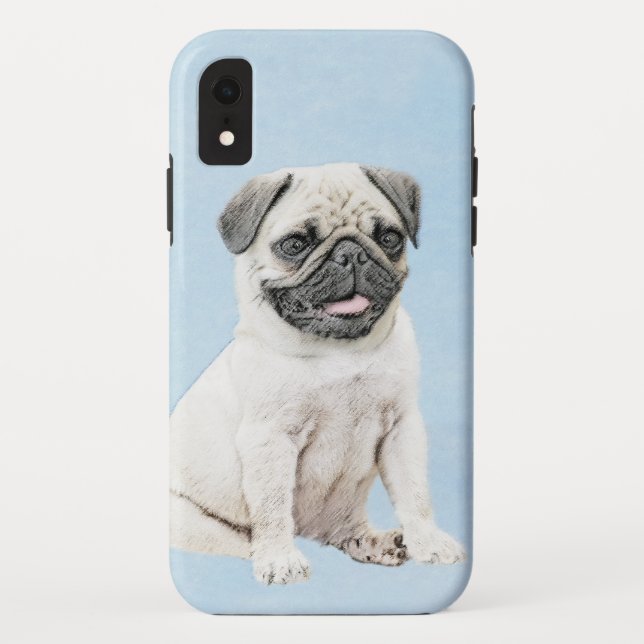 Mops Malerei - Niedliche Original Hunde Kunst Case-Mate iPhone Hülle (Rückseite)
