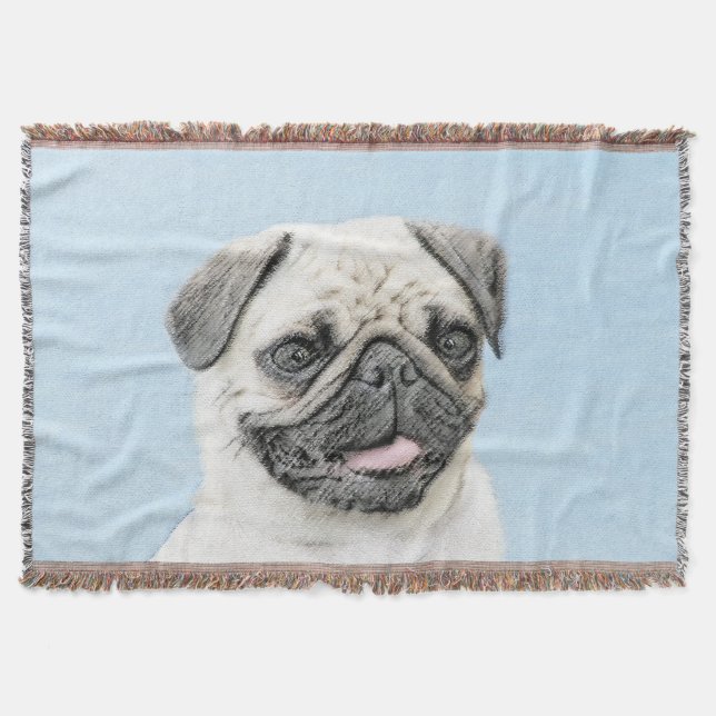 Mops Malerei - Niedliche Original Hunde Kunst Decke (Vorderseite)
