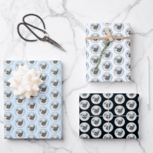 Mops Malerei - Niedliche Original Hunde Kunst Geschenkpapier Set