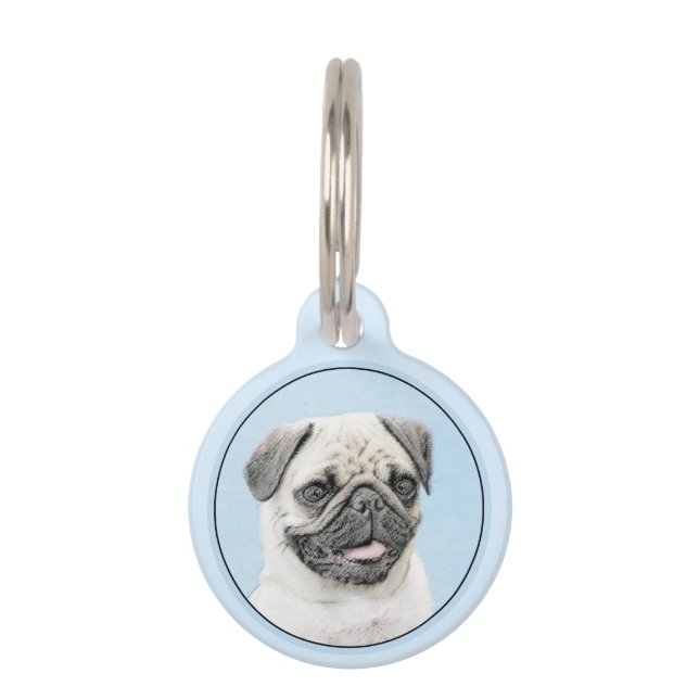 Mops Malerei - Niedliche Original Hunde Kunst Haustiermarke (Vorderseite)