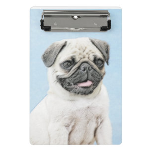 Mops Malerei - Niedliche Original Hunde Kunst Mini Klemmbrett