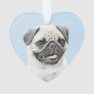 Mops Malerei - Niedliche Original Hunde Kunst Ornament