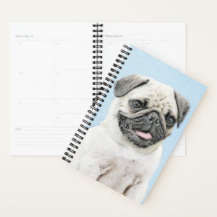 Mops Malerei - Niedliche Original Hunde Kunst Planer
