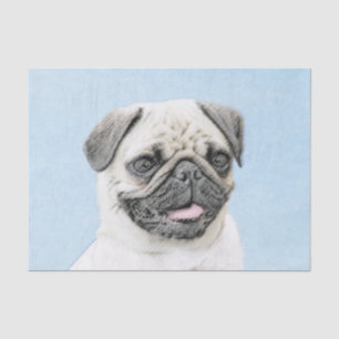 Mops Malerei - Niedliche Original Hunde Kunst Seidenpapier