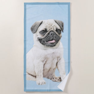 Mops Malerei - Niedliche Original Hunde Kunst Strandtuch
