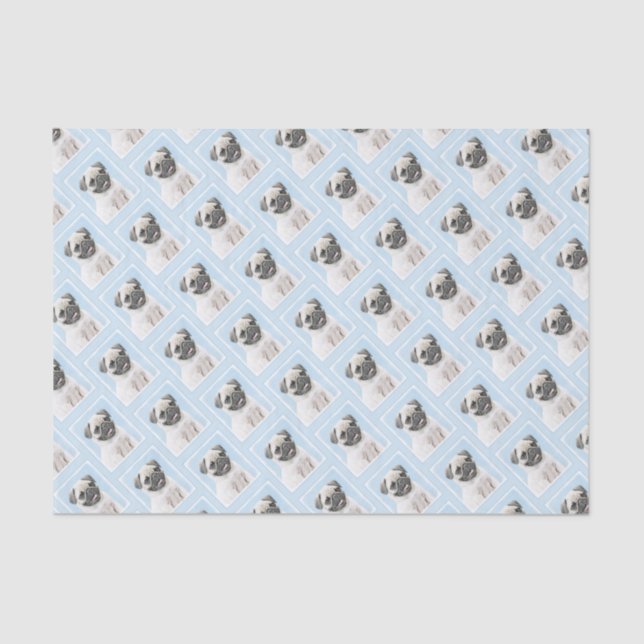 Mops-Malerei - niedliche ursprüngliche Hundekunst Seidenpapier (Vorderseite)