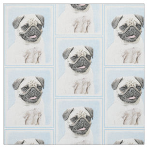 Mops-Malerei - niedliche ursprüngliche Hundekunst Stoff