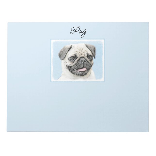 Mops-Malerei - Niedliches Original-Dog-Editor Notizblock (Vorderseite)