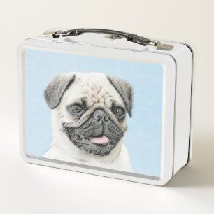 Mops-Malerei - Süße originelle Hundekunst Metall Brotdose