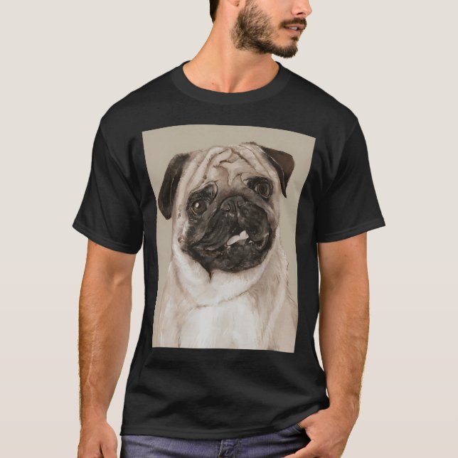 Mops-Malerei T-Shirt (Vorderseite)