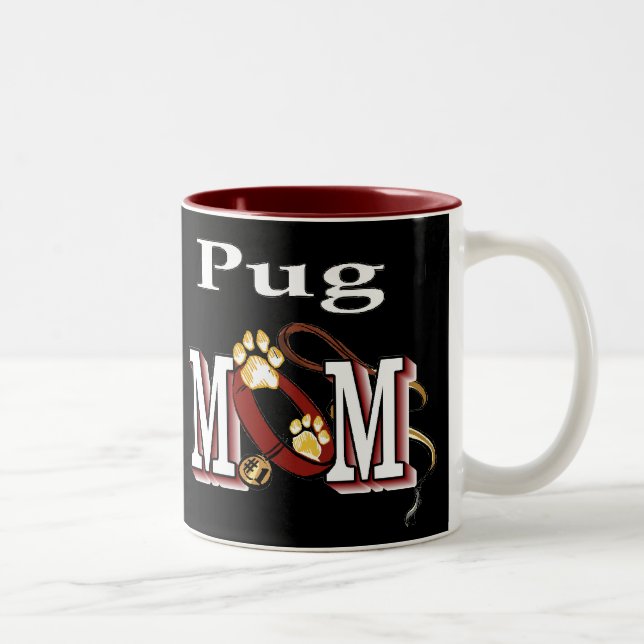 Mops MAMA Geschenke Zweifarbige Tasse (Rechts)
