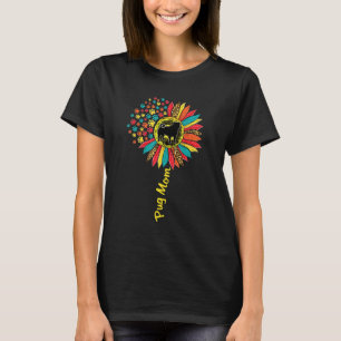 Mops-Mama-Hund-Sonnenblume-Pfote-Leoparden-Druck T-Shirt