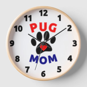 Mops Mama Hunde Mama Zeichnend Uhr
