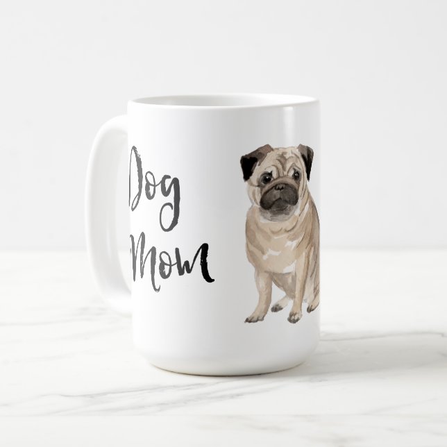Mops Mama Kaffeetasse (Vorderseite Links)