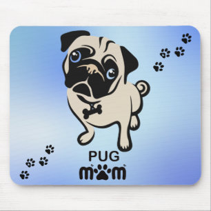 Mops Mama Paw Print Mousepad