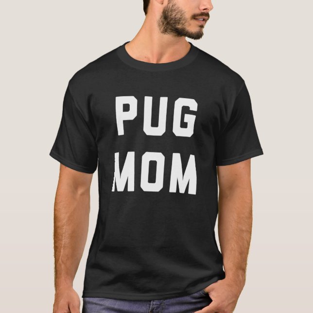 Mops-Mama Retro-Design T-Shirt (Vorderseite)