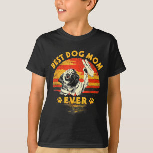 Mops-Mama Retro-Sonnenuntergang lustiger Hund Mutt T-Shirt