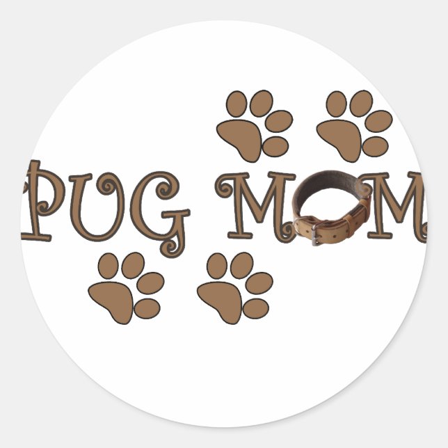Mops Mama Runder Aufkleber (Vorderseite)