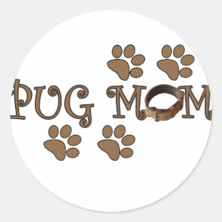 Mops Mama Runder Aufkleber