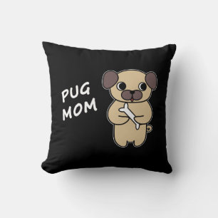 MOPS MAMA - Schwarz Kissen