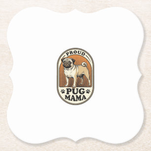 Mops-Mama-Shirt Vintage-Gravur Hunde-Liebhaber Gra Untersetzer