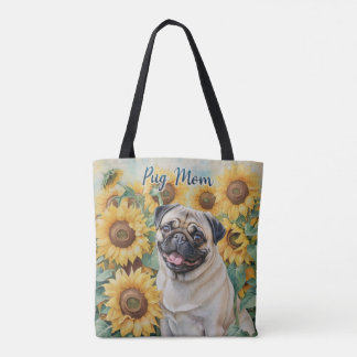 Mops Mama Sonnenblumen Umfassende Drucktasche