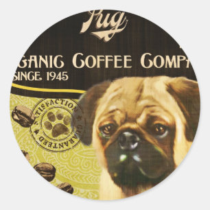 Mops-Marke - Organic Coffee Company Runder Aufkleber