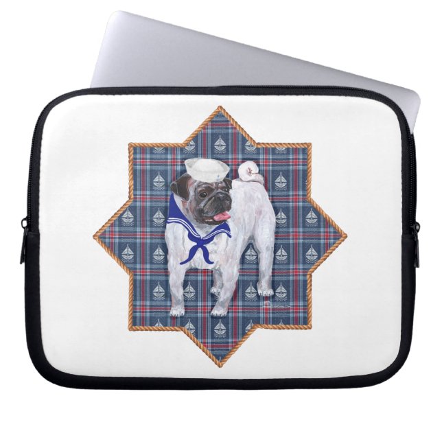 Mops-Matrose Laptopschutzhülle (Vorderseite)