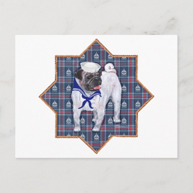 Mops-Matrose Postkarte (Vorderseite)