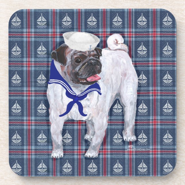 Mops-Matrose Untersetzer (Vorderseite)