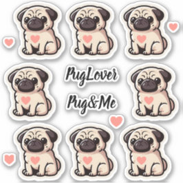 Mops&Me Set von Stickern Aufkleber