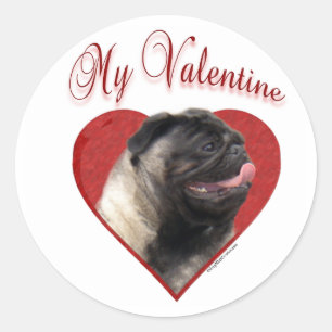 Mops Mein Valentine - Aufkleber
