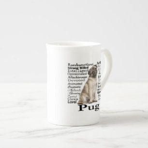 Mops-Merkmale Knochen-China-Tasse Prozellantasse