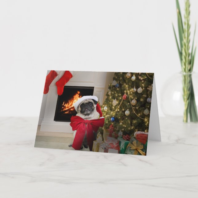 Mops Misha, das nur einen Bogen für Weihnachten (Vorderseite)