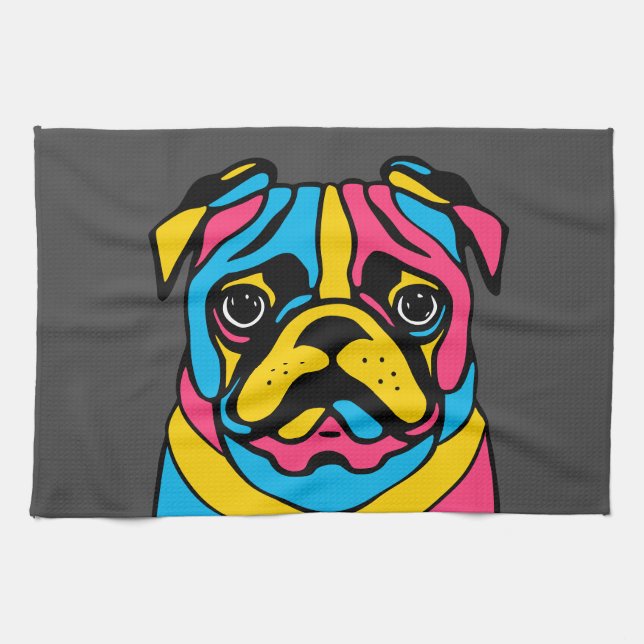 Mops mit 3 Tönen Geschirrtuch (Horizontal)