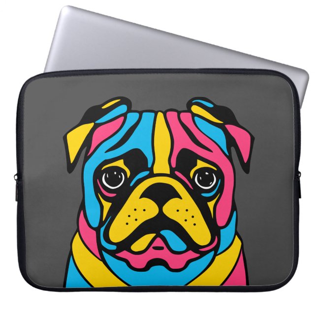Mops mit 3 Tönen Laptopschutzhülle (Vorderseite)